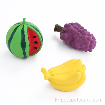 과일 모양 라텍스 삐걱 거리는 애완견 장난감